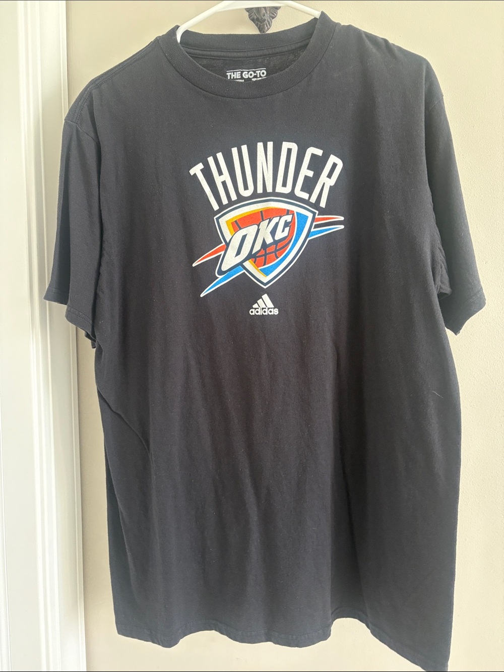 adidas Black OKC Thunder Logo Tee Size Large